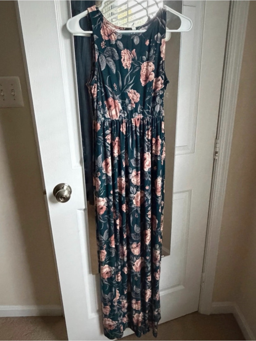 Floral Sleeveless Maternity/Maxi Dress in Teal and Blush
